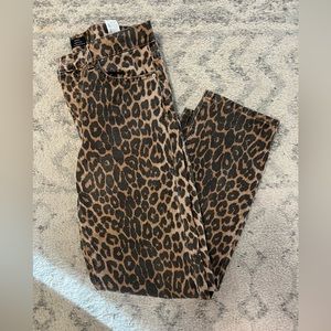 Zara distressed cheetah straight jeans